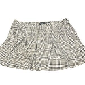 Zara Woman Grey Glen Plaid Pleated Skort Mini Skirt Shorts‎ Size S